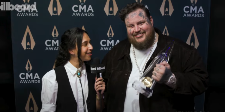 Jelly Roll Drops and Breaks New Artist of the Year Trophy at 2023 CMA Awards